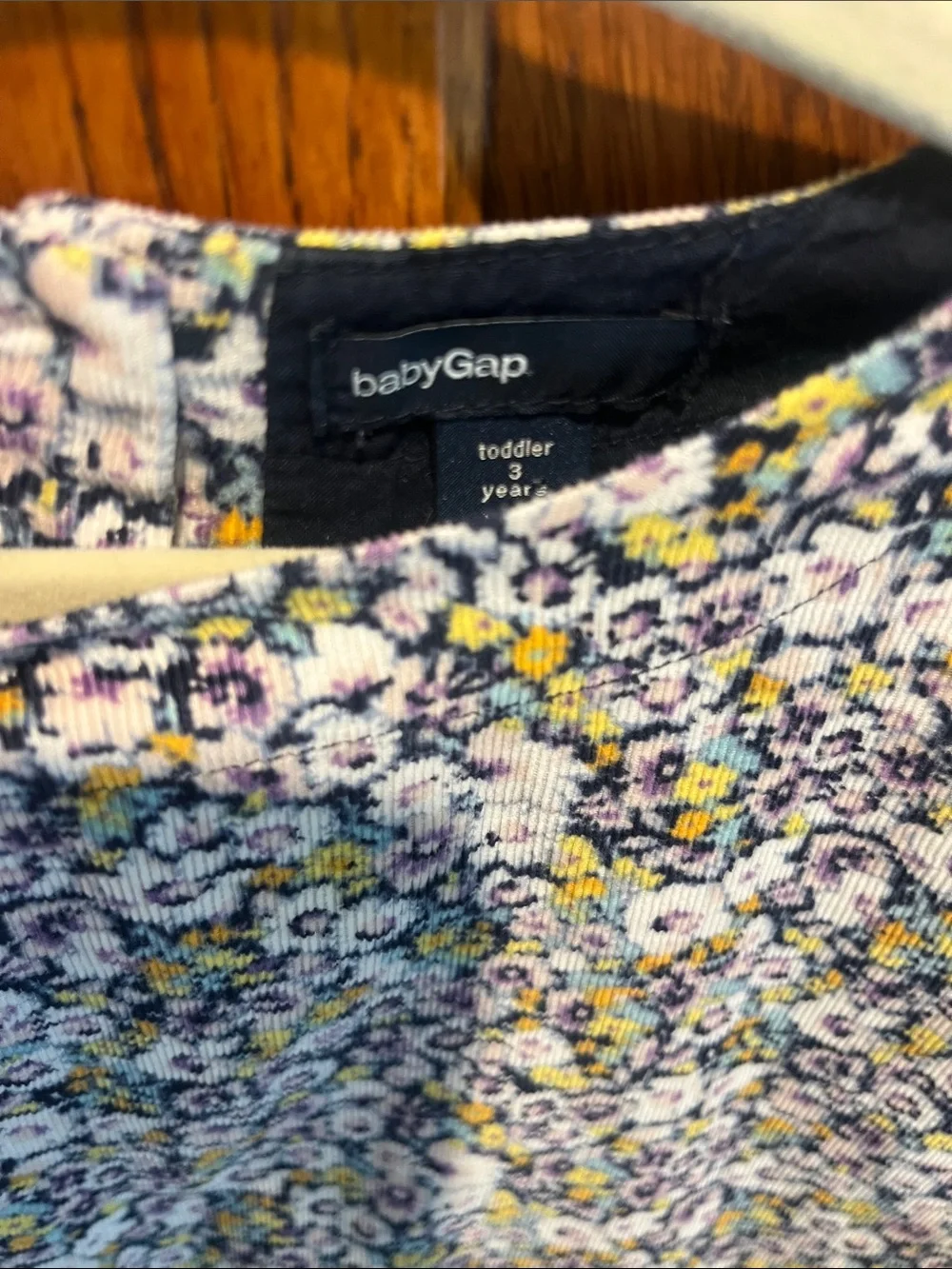 GAP Navy Floral Long-Sleeve Girls' Dress with Yellow & White Accents